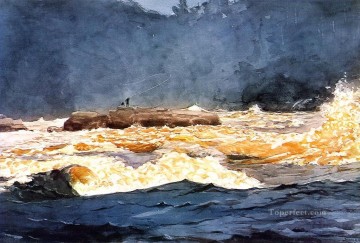 Fishing the Rapids Saguenay Winslow Homer watercolor Oil Paintings